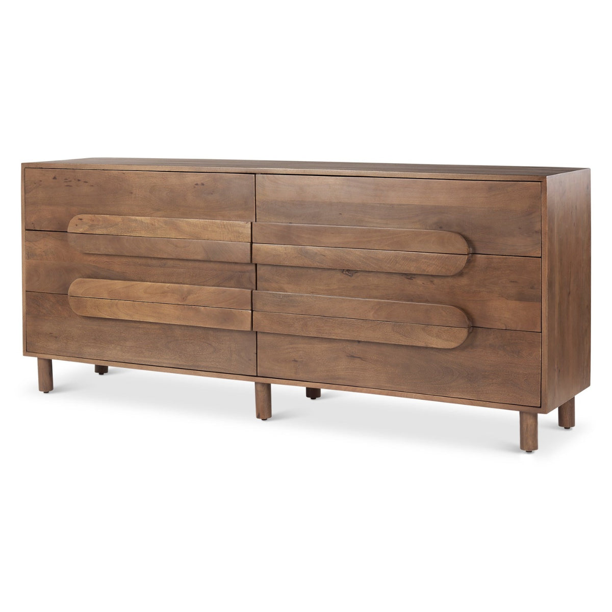 Mercana Astrid Medium Brown Solid Wood 6 Drawer Sideboard, primary product view