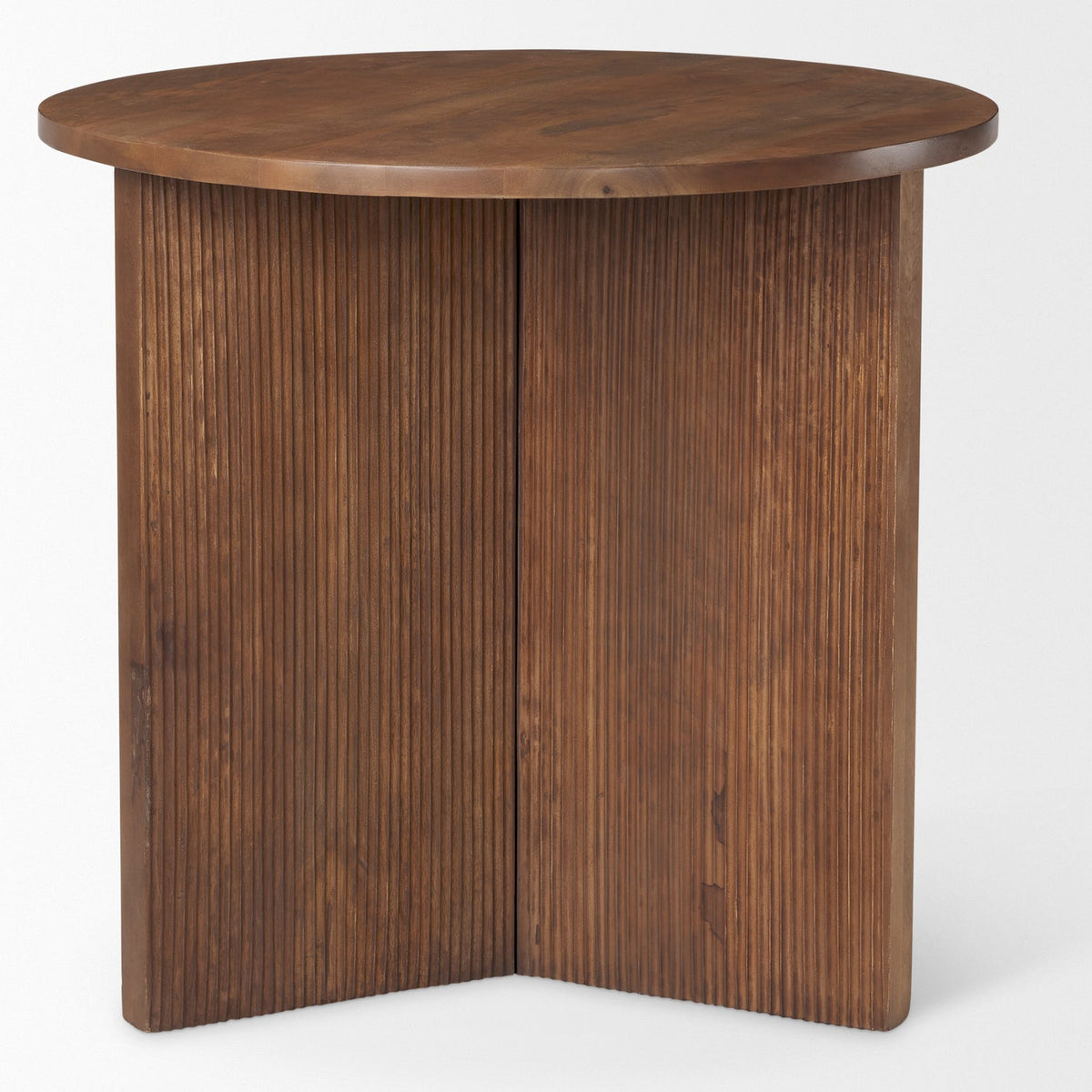 Mercana Enzo 32" Round Tabletop w/ Fluted Wood Base Foyer Accent Table