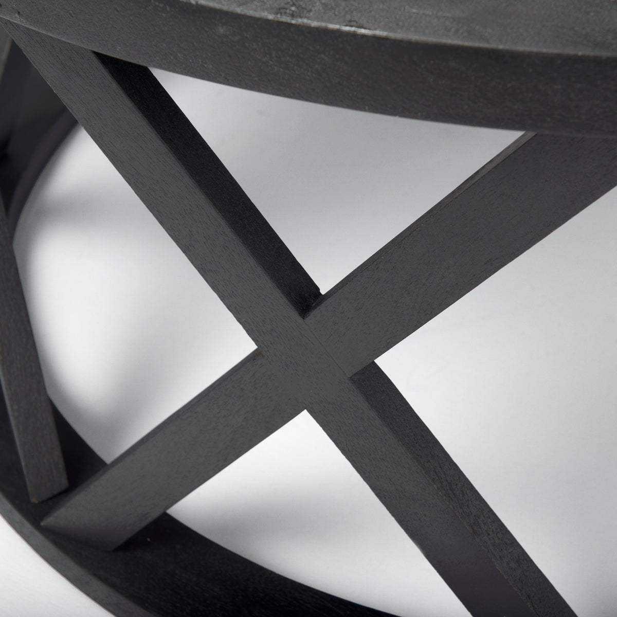 Mercana Forsey 28.0L x 45.3W x 18.0H Black Solid Wood Round Coffee Table
