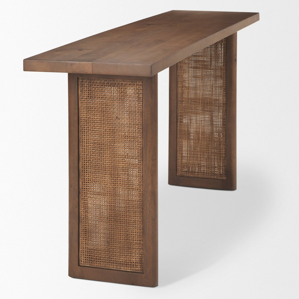 Mercana Grier 65" Medium Brown Solid Wood w/ Cane Console Table