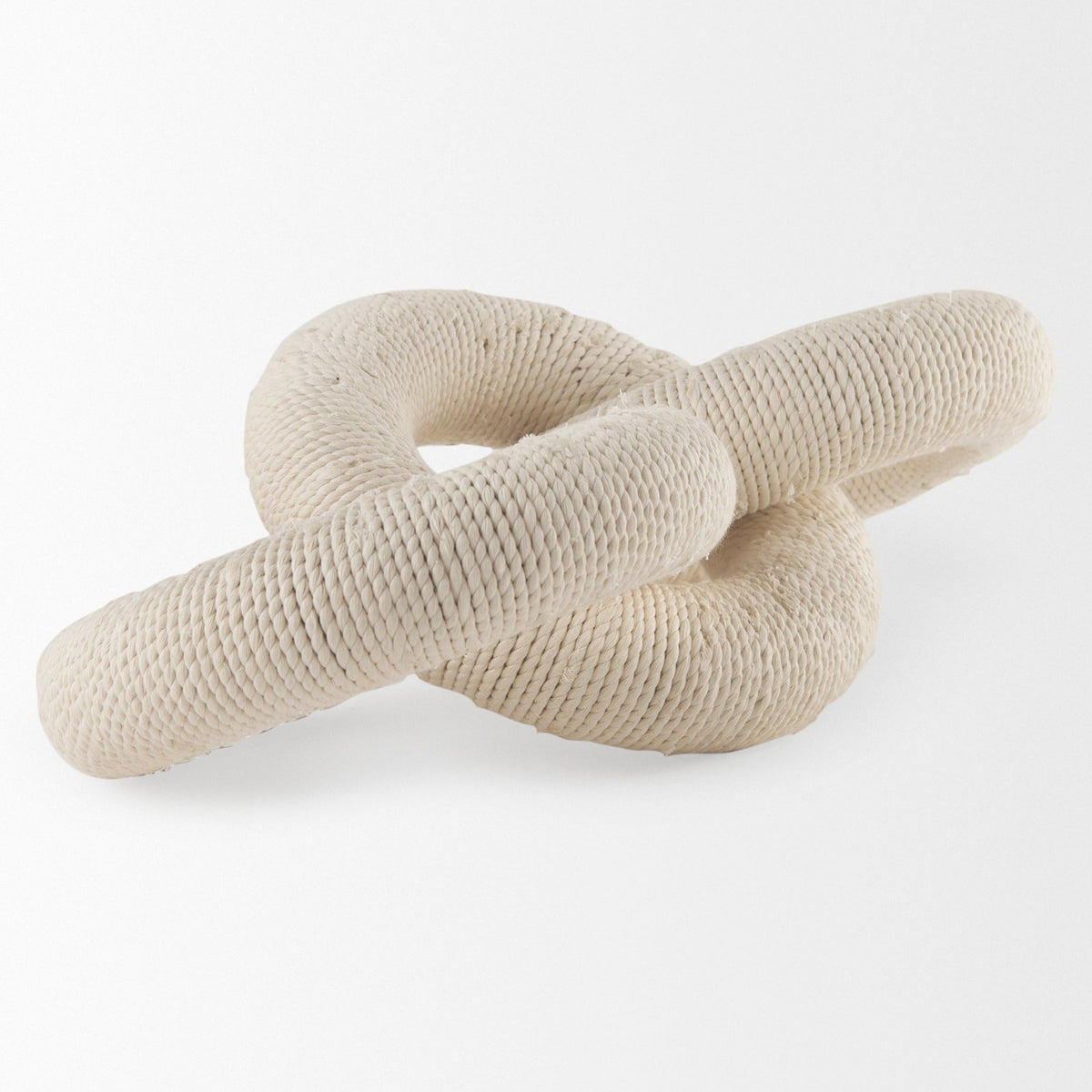 Mercana Alize Cotton Rope Wrapped Solid Wood Circular Chain Link Decorative Object