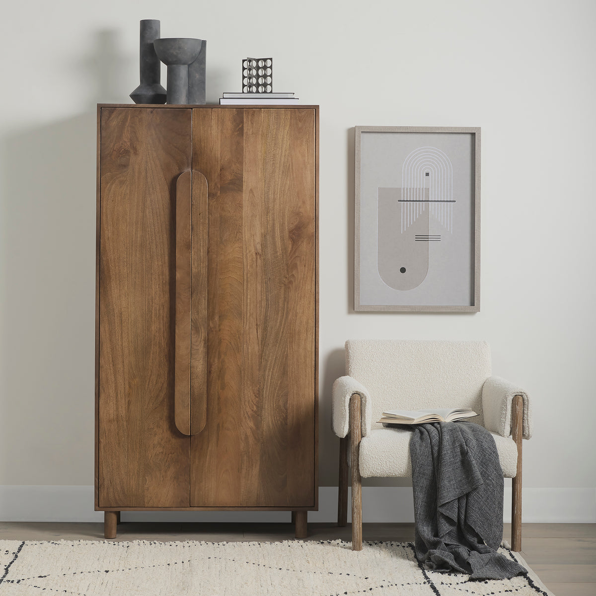 Mercana Astrid 36.0L x 17.0W x 70.0H Medium Brown Solid Wood Armoire