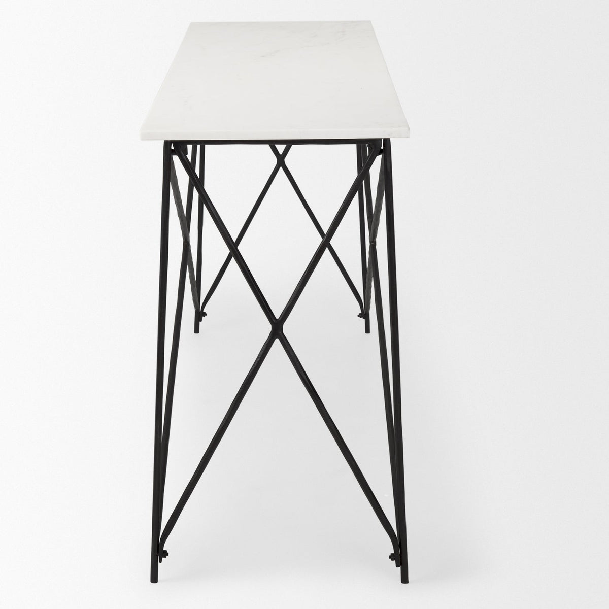 Mercana Lorlei Marble Top w/ Gray Iron Base Console Table