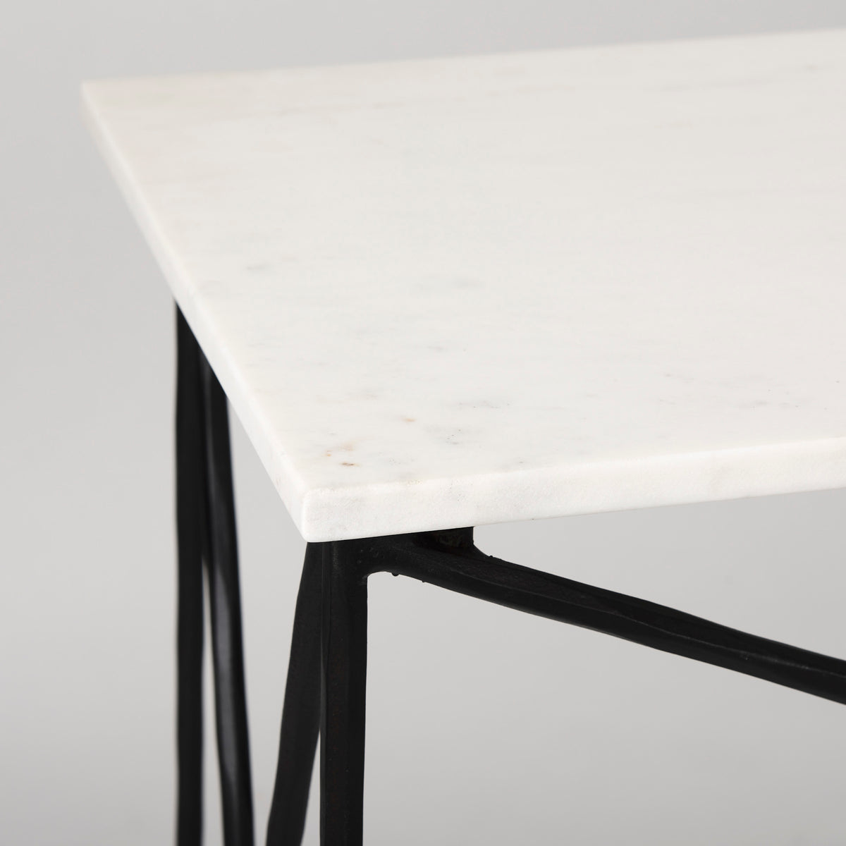 Mercana Lorlei Marble Top w/ Gray Iron Base Console Table