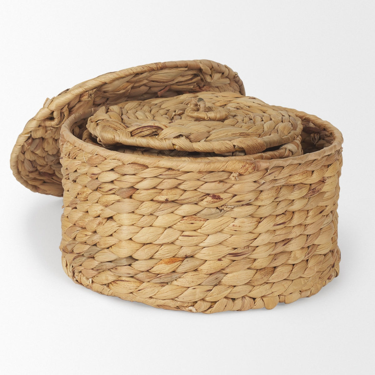 Mercana Kea Set of 3 Nesting Water Hyacinth Boxes with Lids