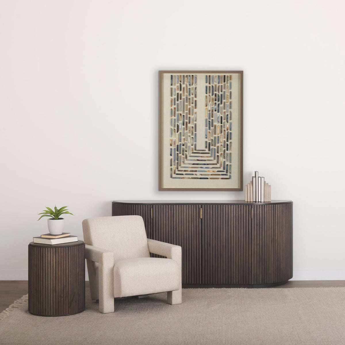 Mercana Terra 18L x 18W x 22H Dark Brown Wood Fluted Round Side Table
