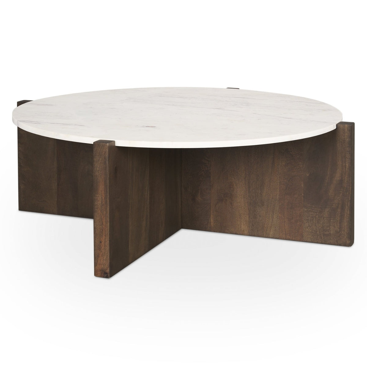 Mercana Bianca Dark Brown Wood w/Marble Round Top Coffee Table, primary product view