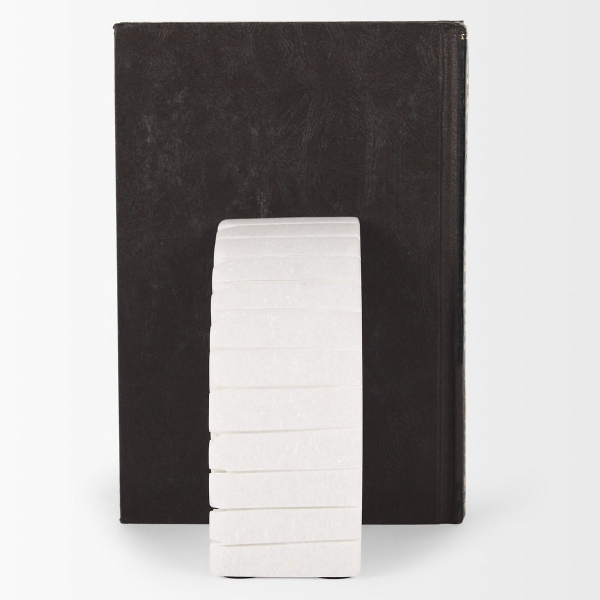 Mercana Stept White Marble Bookends w/rough carving (set of 2)