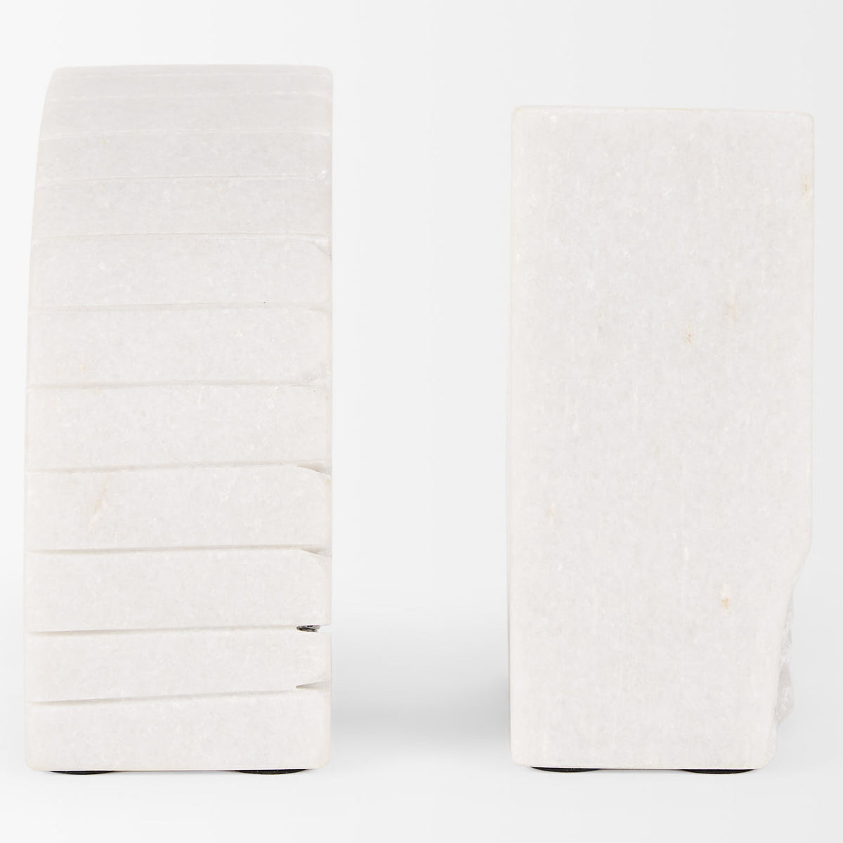 Mercana Stept White Marble Bookends w/rough carving (set of 2)