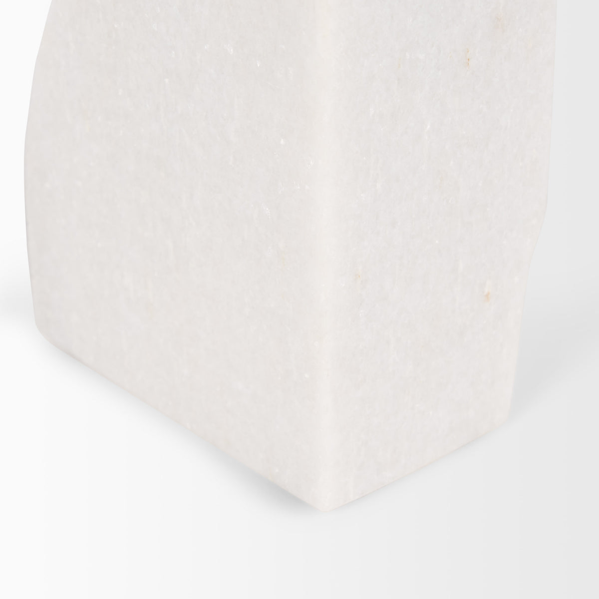 Mercana Stept White Marble Bookends w/rough carving (set of 2)