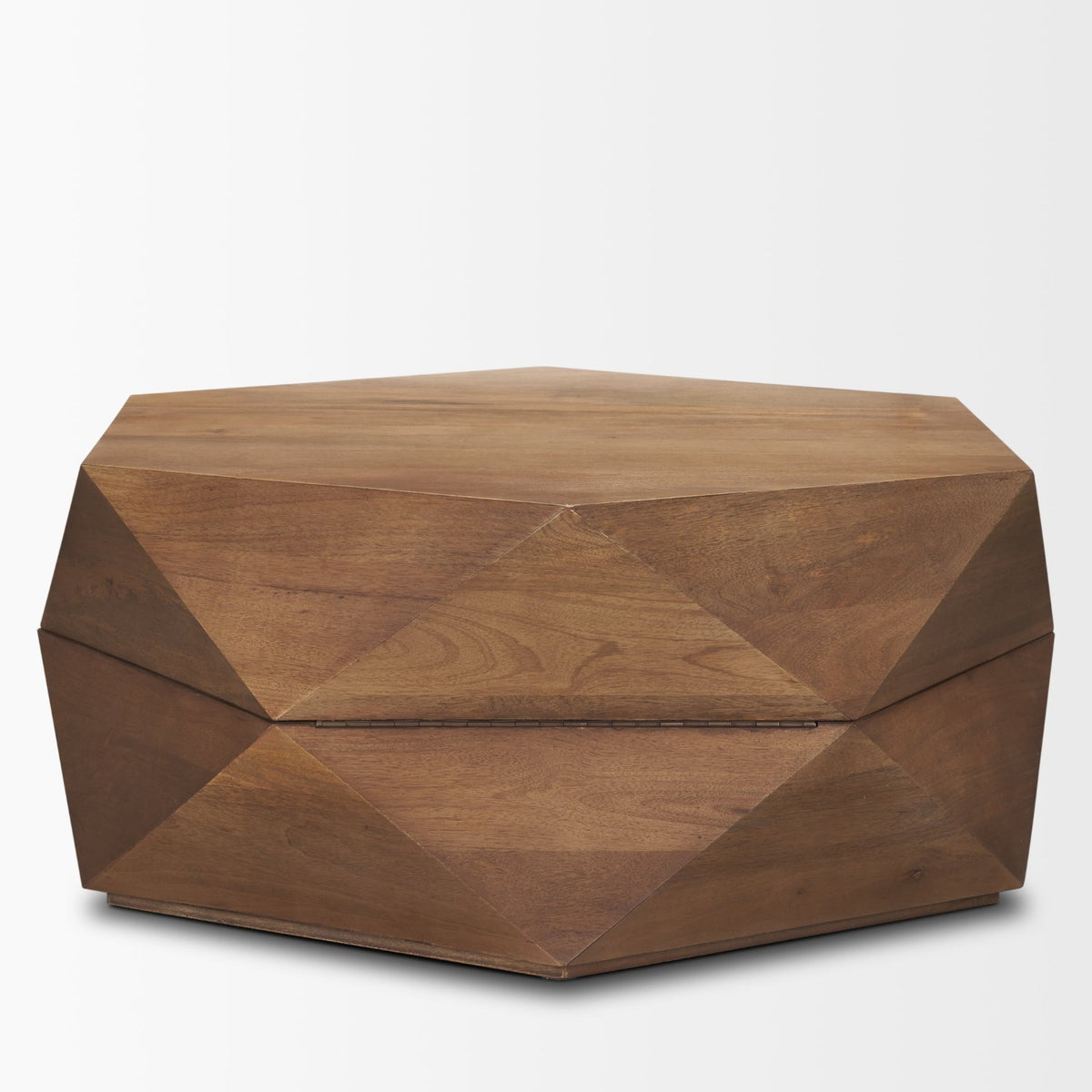 Mercana Arreto 36" Hexagonal Hinged Solid Wood Top and Base Coffee Table