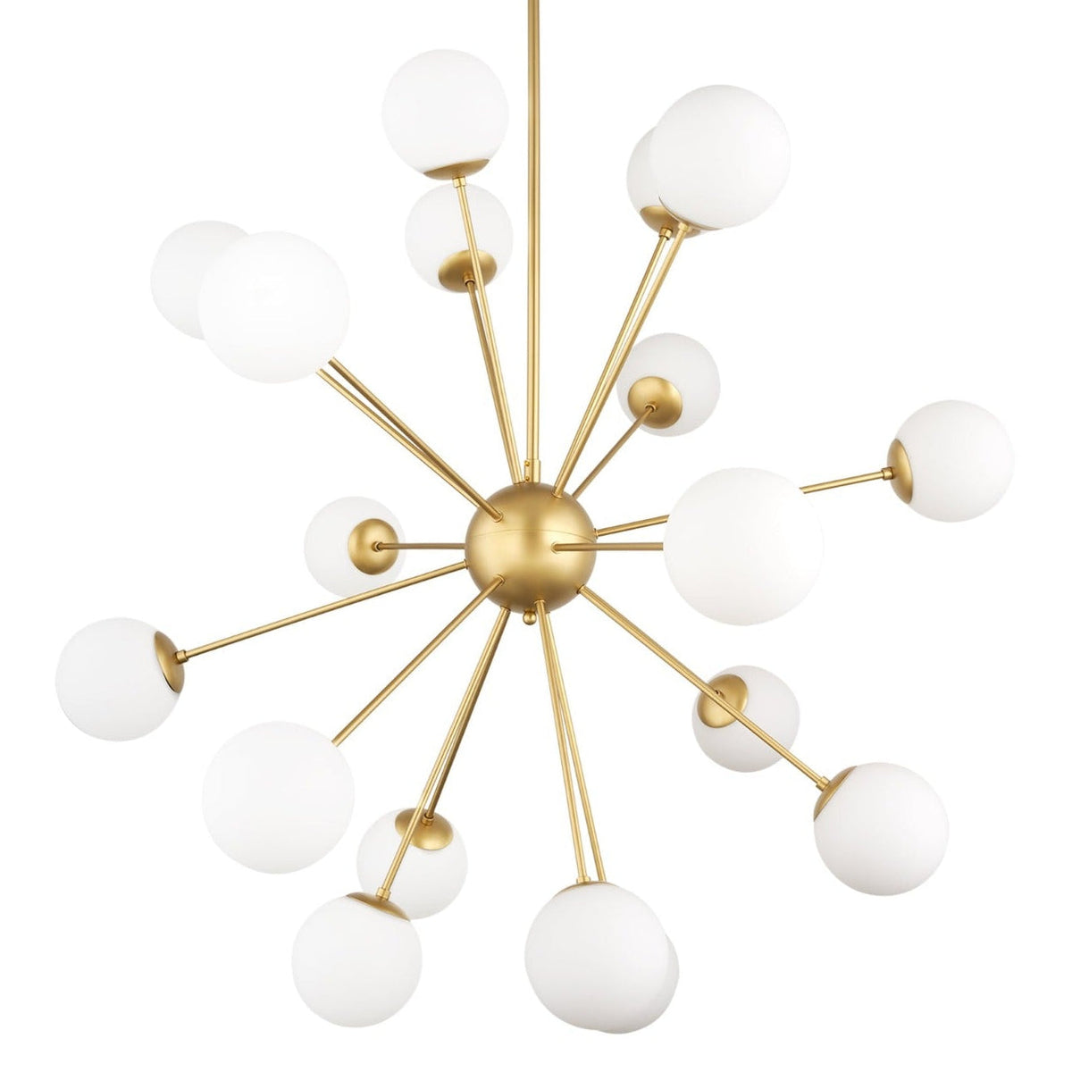Mercana Barbara Brushed Gold Metal w/Frosted Glass Globes 18-Light Chandelier, primary product view