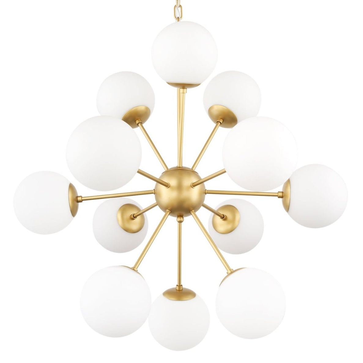 Mercana Barbara Brushed Gold Metal w/Frosted Glass Globes 11-Light Chandelier, primary product view