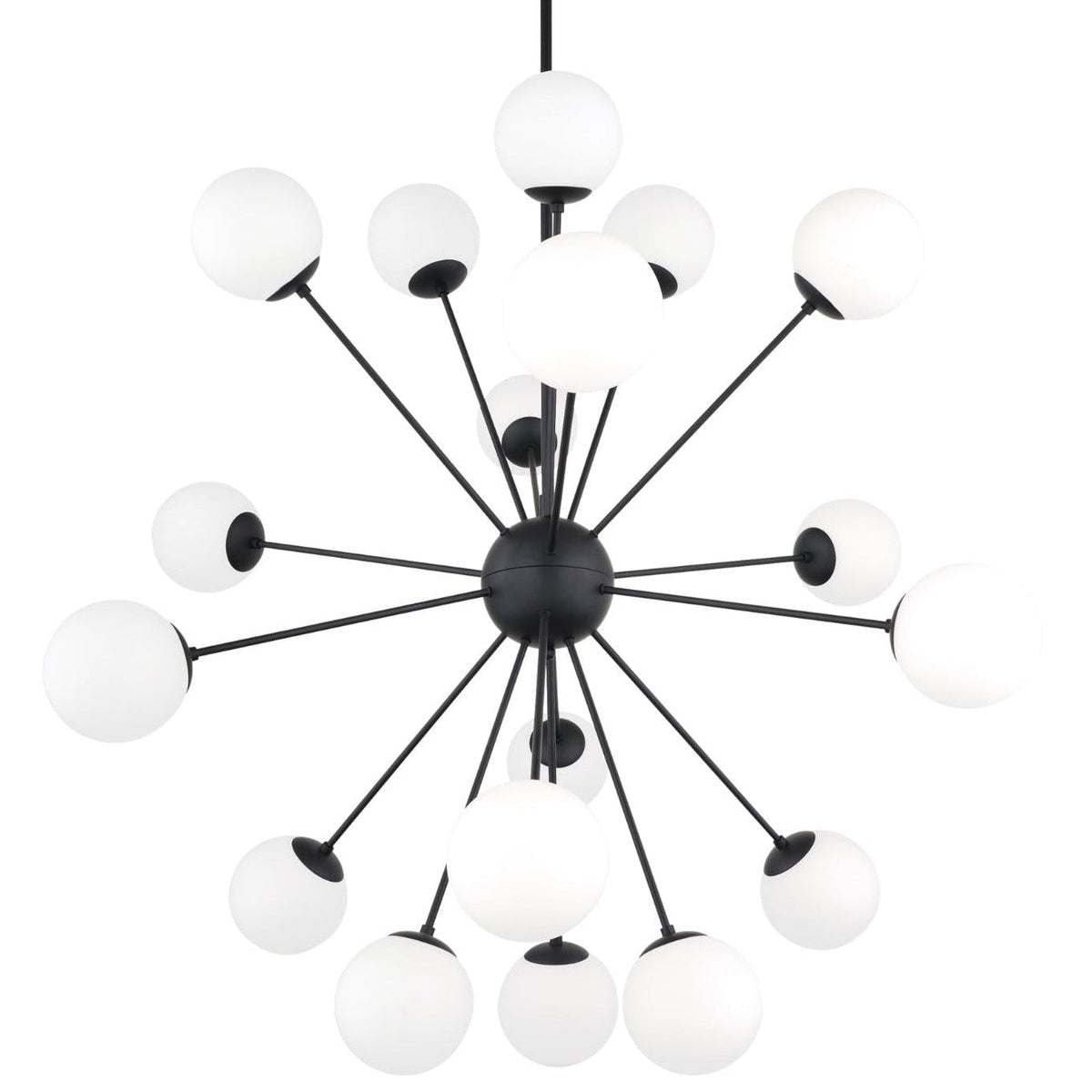 Mercana Barbara Matte Black Metal w/Frosted Glass Globes 18-Light Chandelier, primary product view