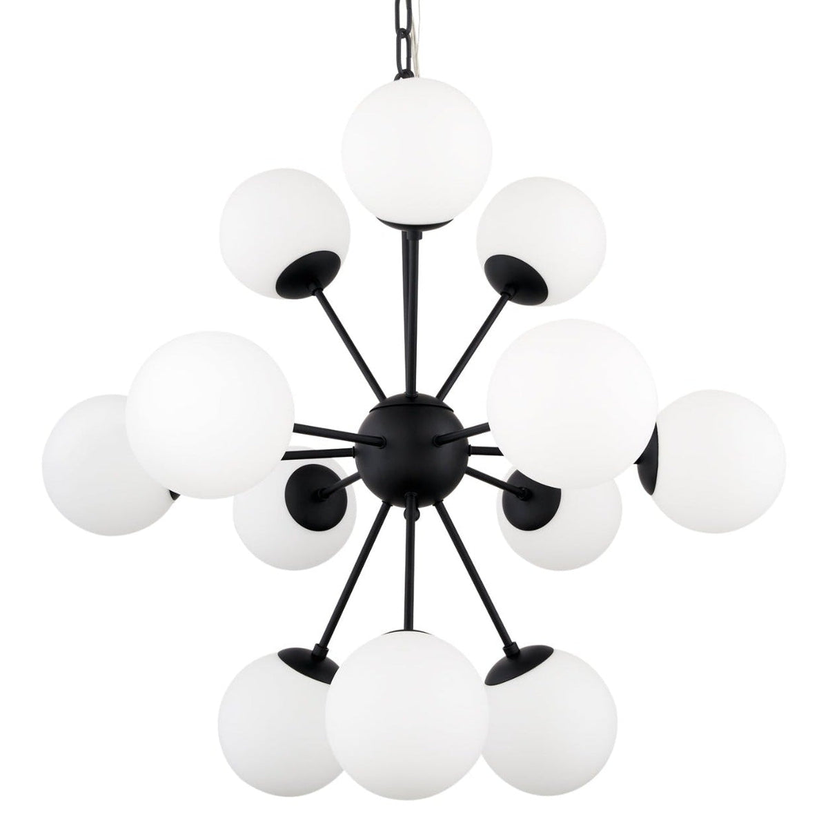 Mercana Barbara Matte Black Metal w/Frosted Glass Globes 11-Light Chandelier, primary product view