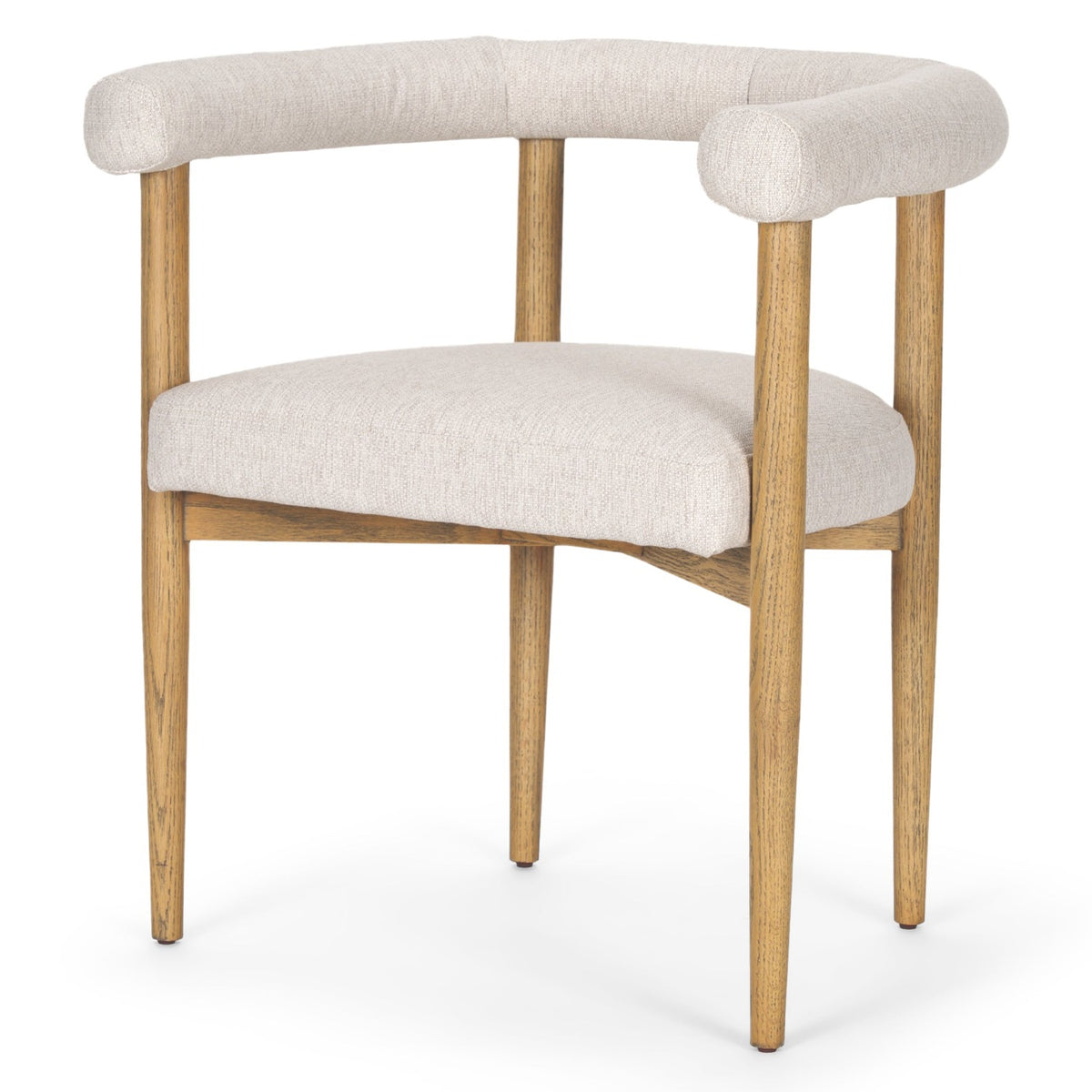 Mercana Arden Cream Twill w/Brown Wood Curved Back Dining Side Chair Set of 2, primary product view