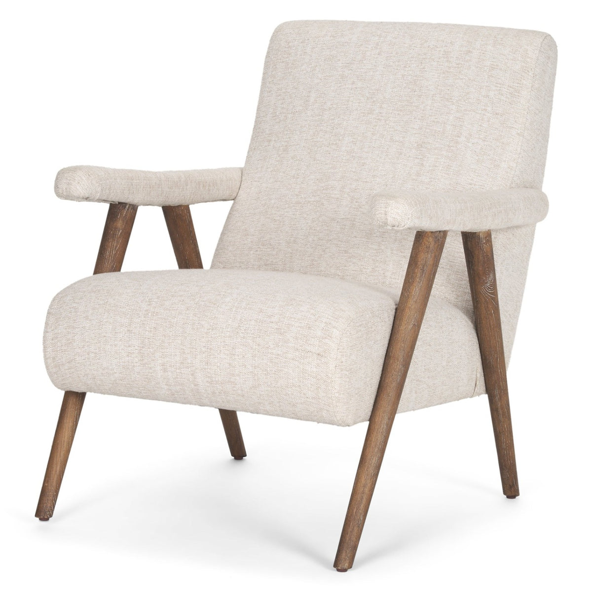 Mercana Nico Oatmeal Upholstered w/Brown Wood Accent Chair, primary product view