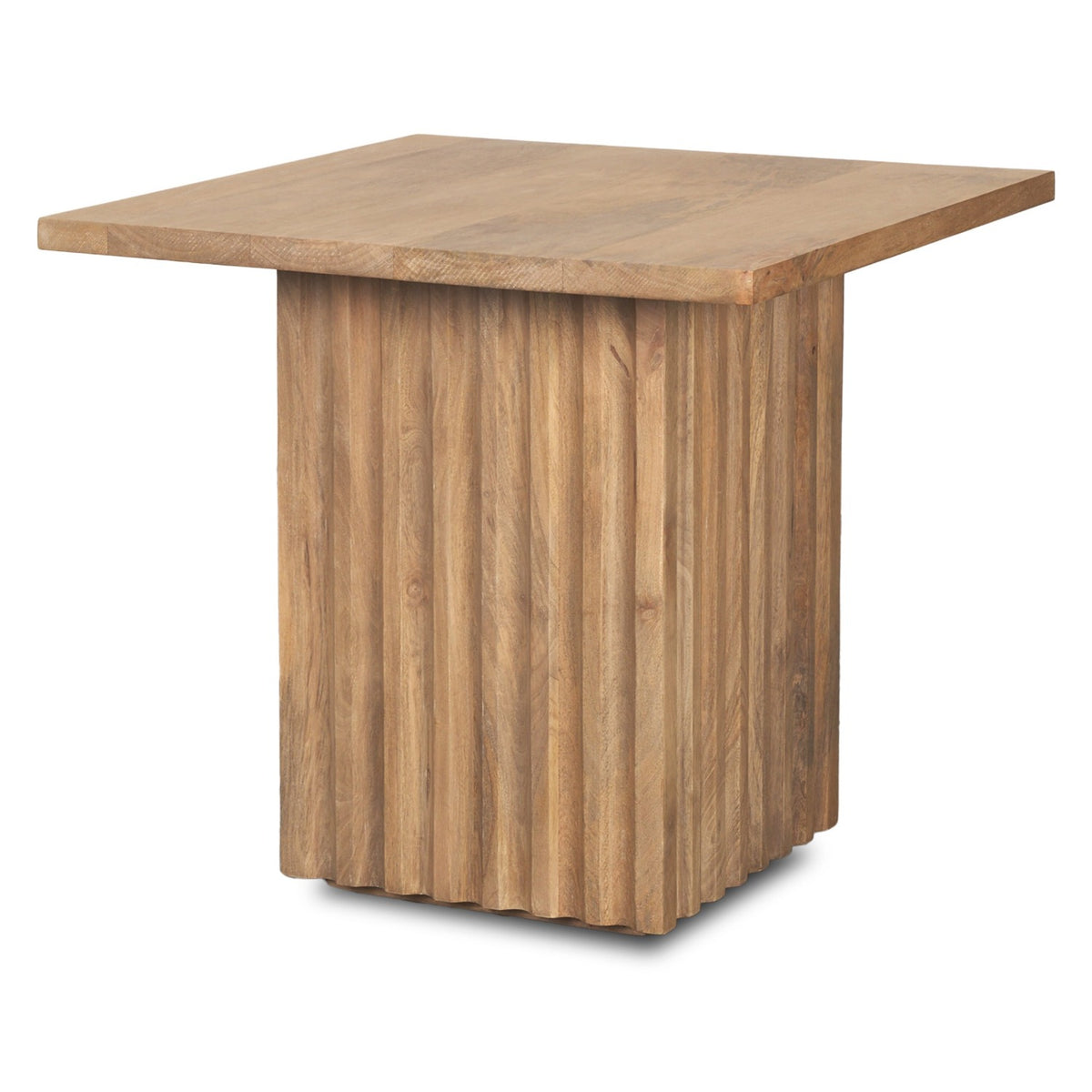 Mercana June Light Brown Wood w/Fluting Square Side Table Set of 2, primary product view