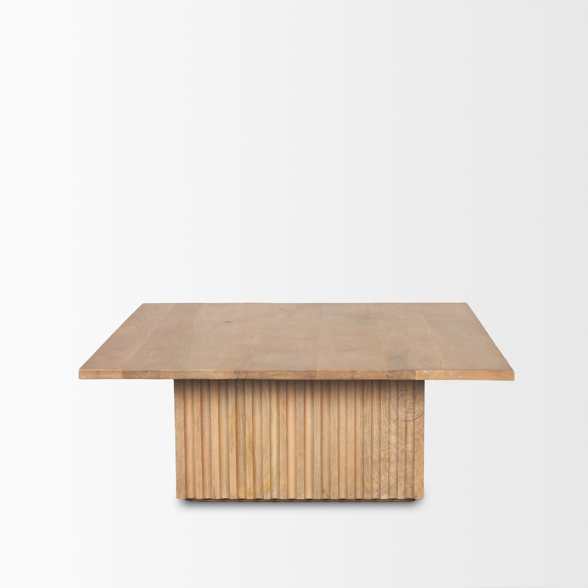 Mercana June Light Brown Wood w/ Fluting Square Coffee Table