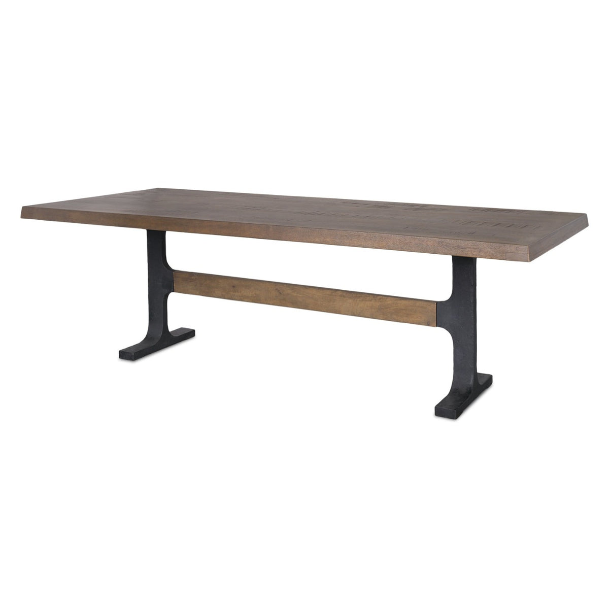 Mercana Araxi Brown Wood & Black Metal Rectangular Trestle Dining Table, primary product view
