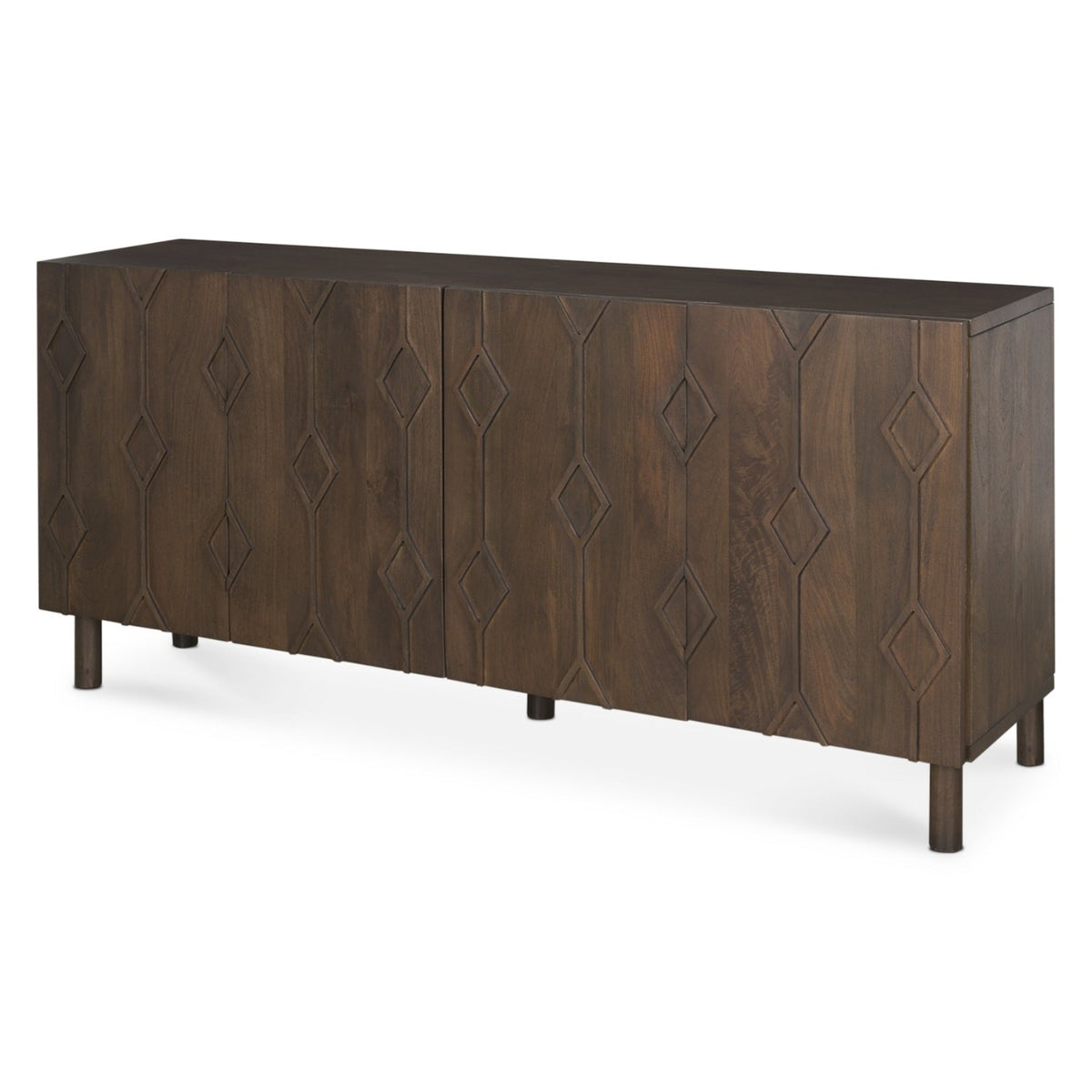 Mercana Heera Dark Brown Diamond Motif w/Shelf Sideboard, primary product view