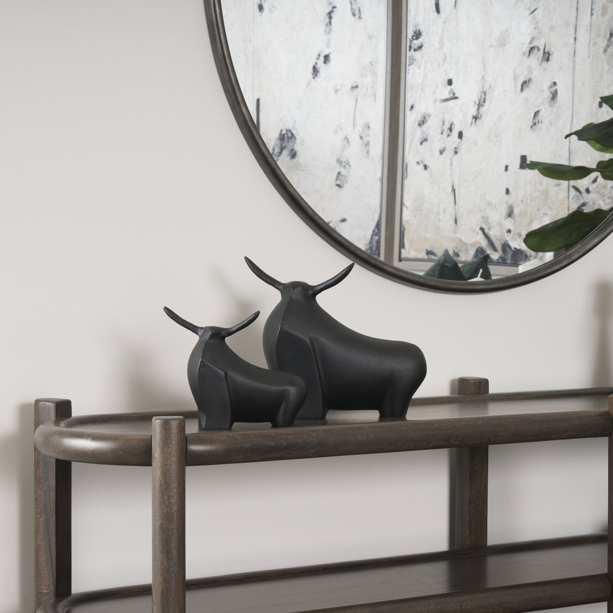Mercana Radu Large Matte Black Metal Bull Decorative Object