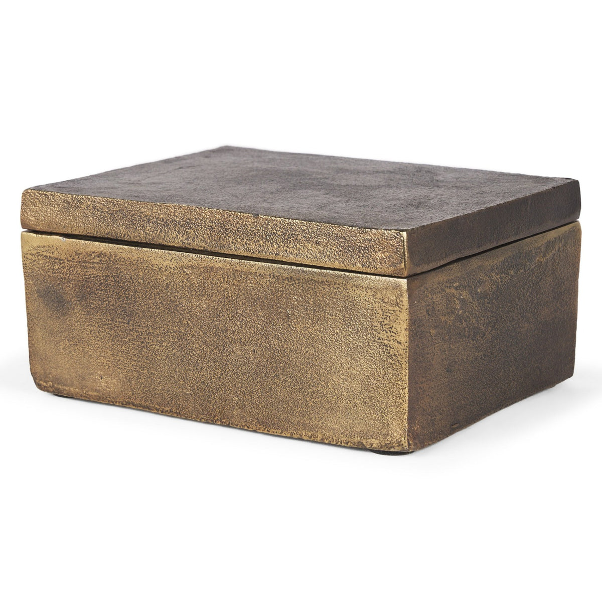 Mercana Porschia Large Antiqued Gold Metal Decorative Box in Gold, primary product view