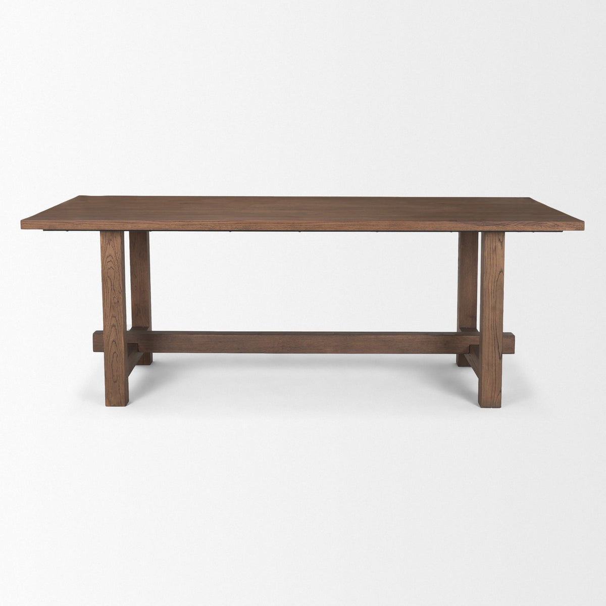 Mercana Suke 84"L x 42"W Rectangular Trestle Dining Table | Med Brown Wood | Seats 8