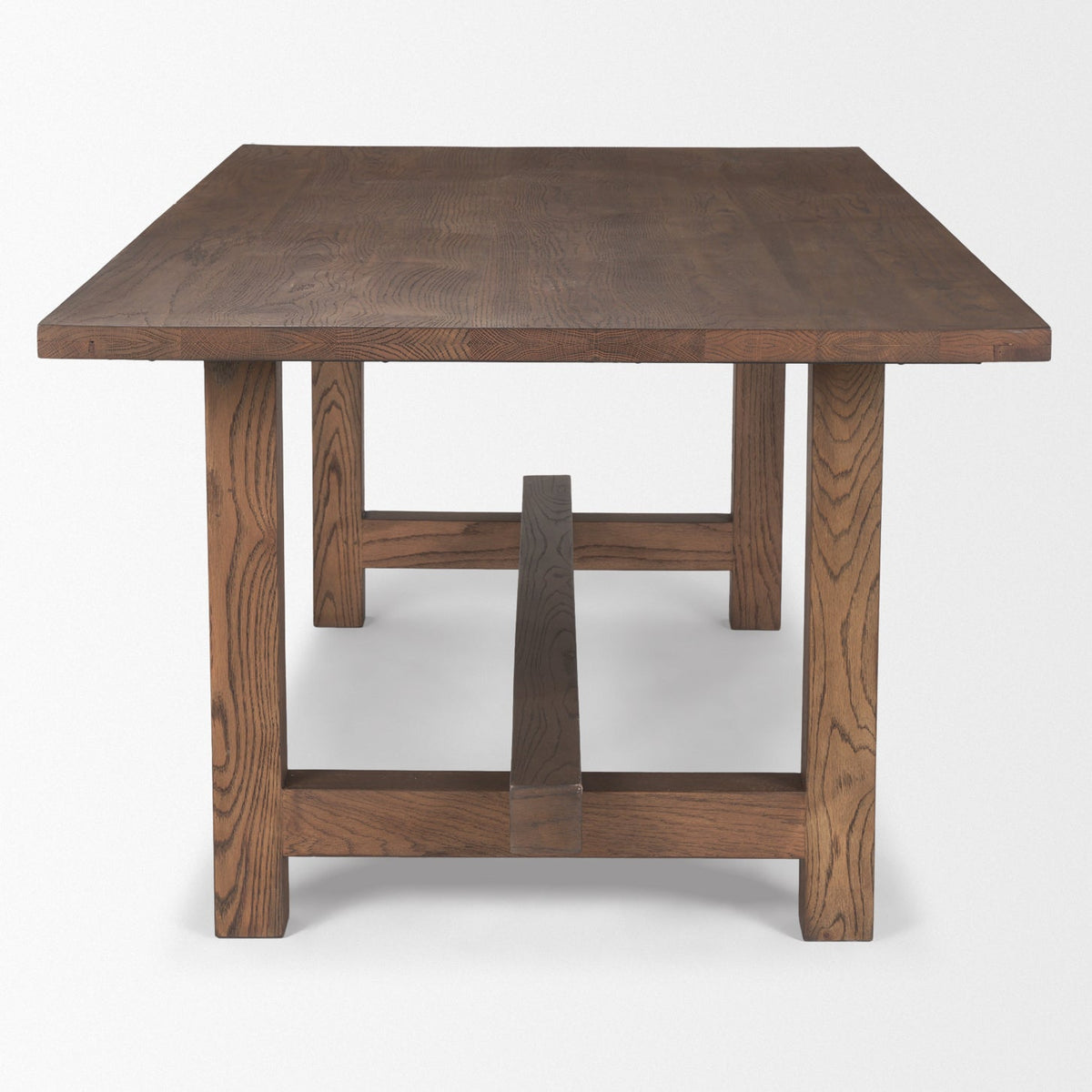 Mercana Suke 84"L x 42"W Rectangular Trestle Dining Table | Med Brown Wood | Seats 8