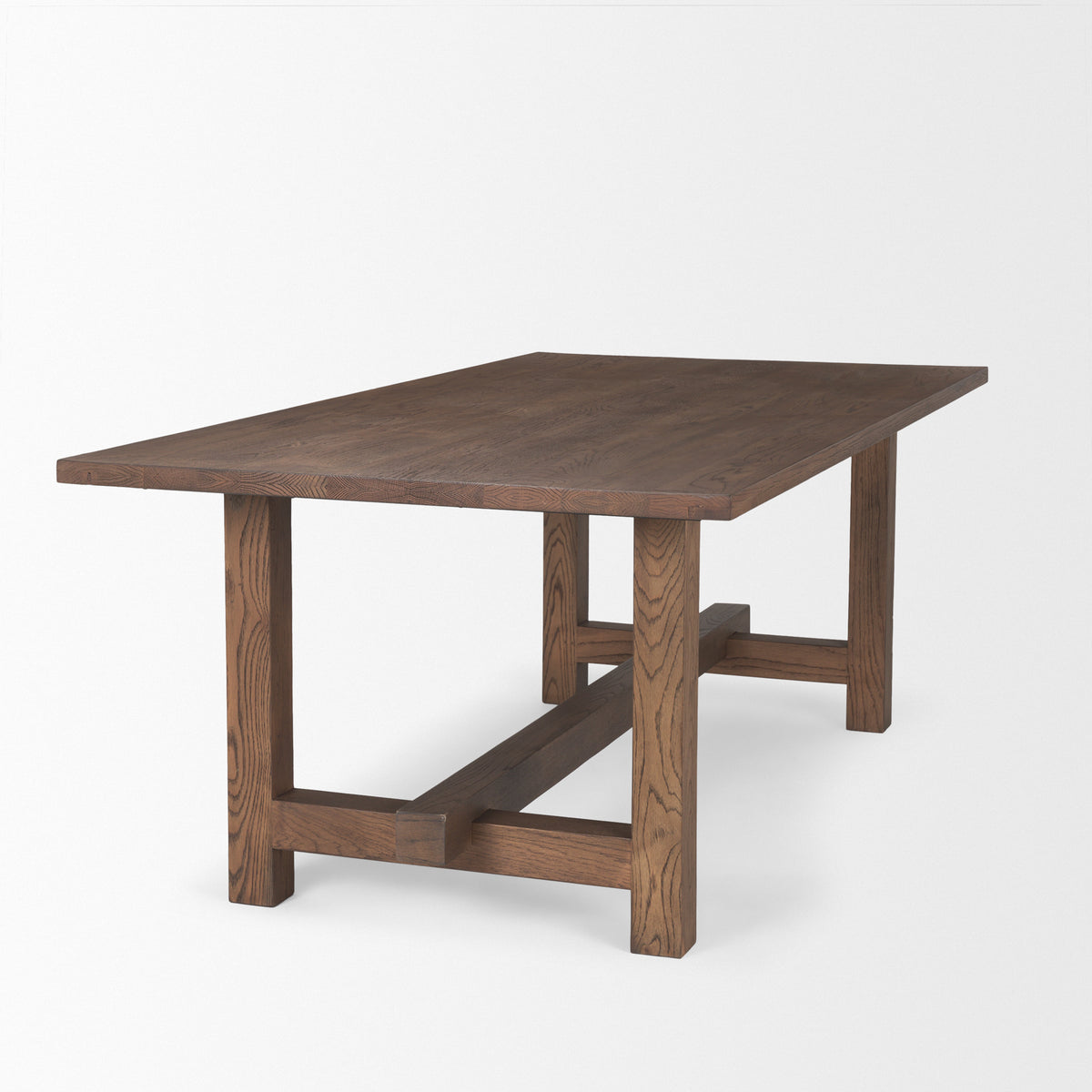 Mercana Suke 84"L x 42"W Rectangular Trestle Dining Table | Med Brown Wood | Seats 8