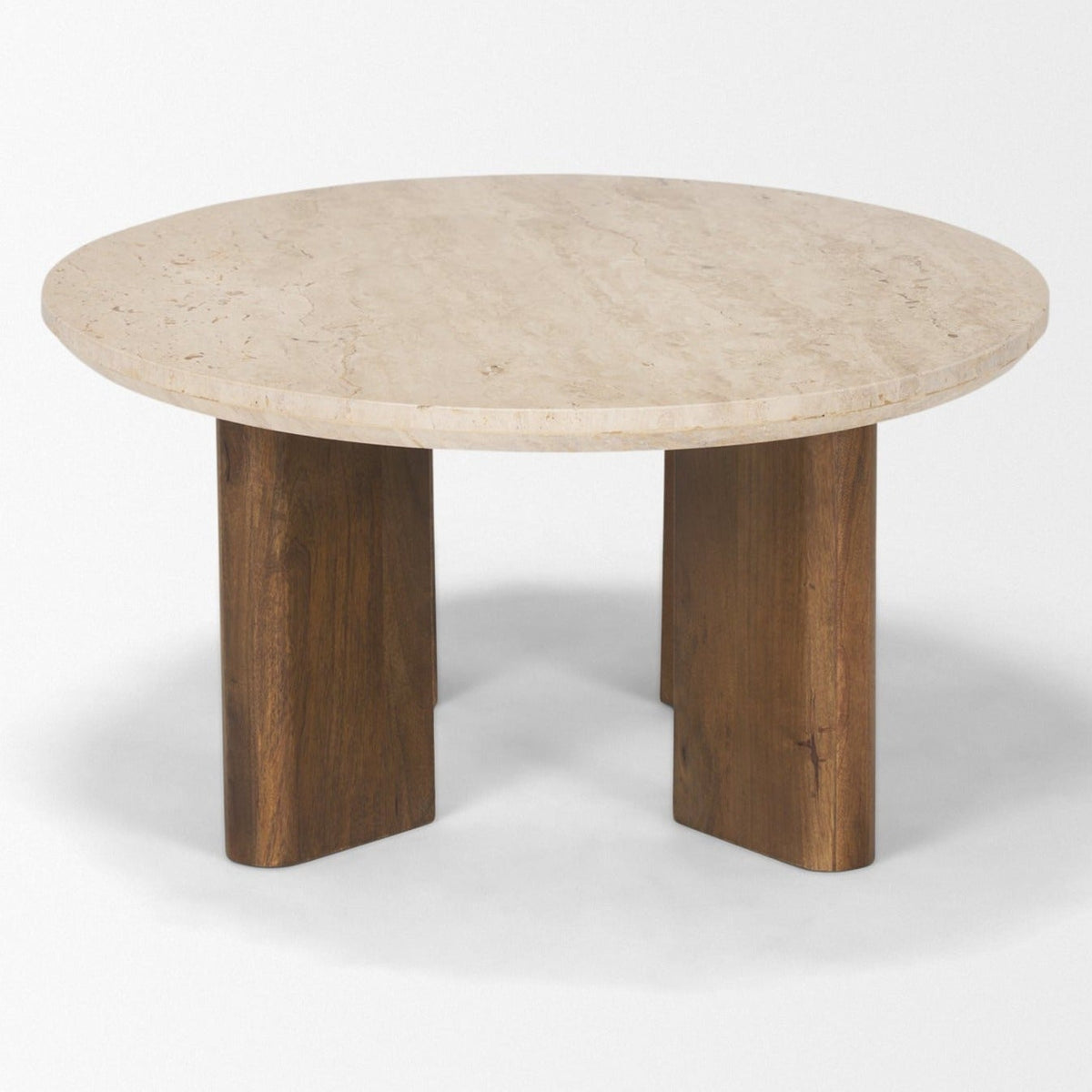 Mercana Syona Travertine + Mango Wood leg Oval Coffee table