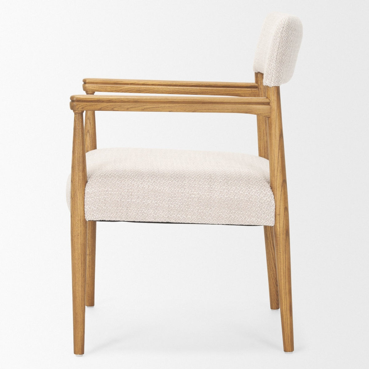 Mercana Toni Curved Back Dining Side Chair | Cream Fabric w/ Light Brown Wood