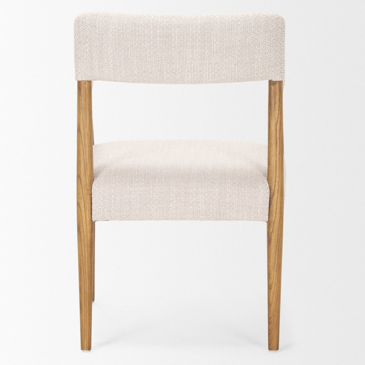 Mercana Toni Curved Back Dining Side Chair | Cream Fabric w/ Light Brown Wood