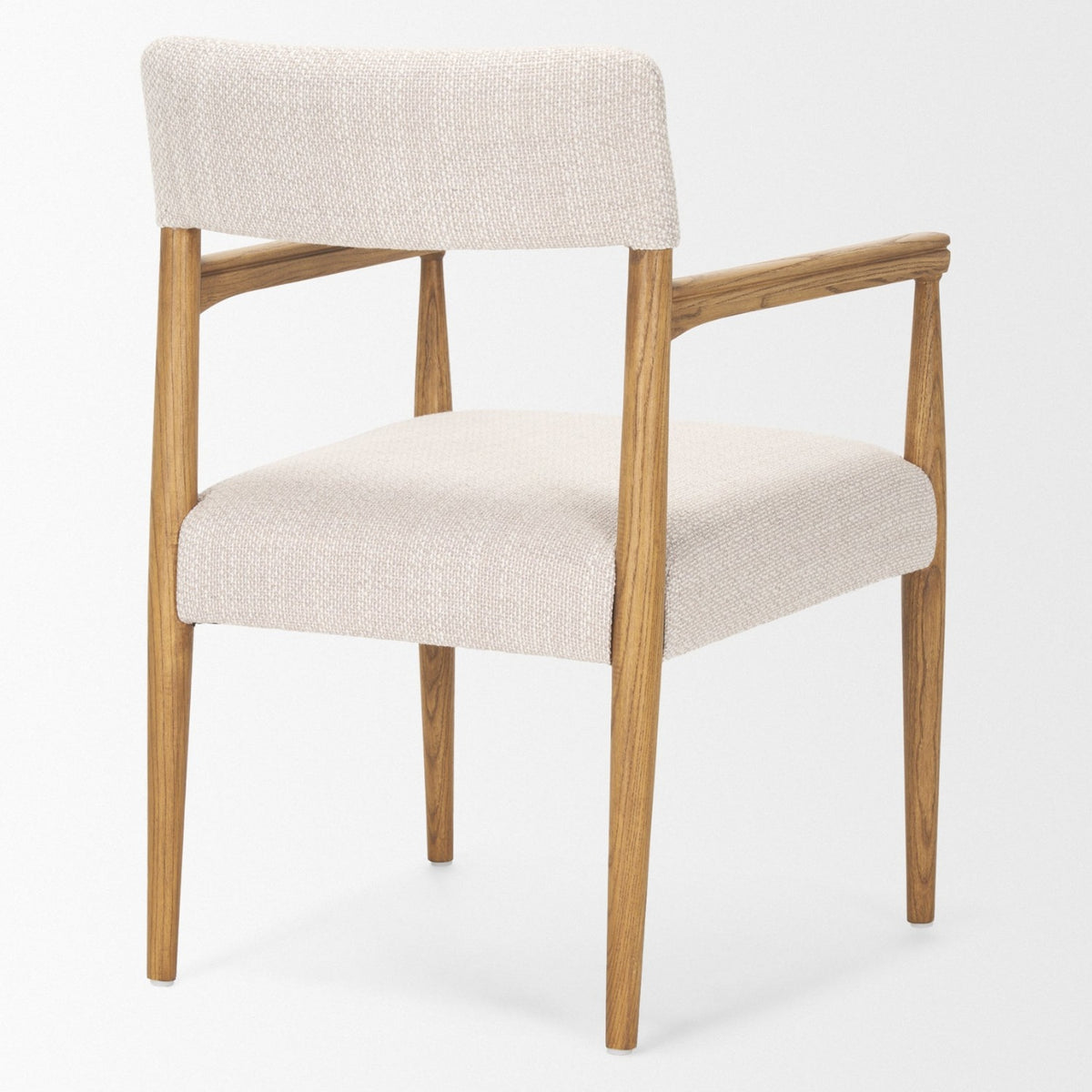 Mercana Toni Curved Back Dining Side Chair | Cream Fabric w/ Light Brown Wood