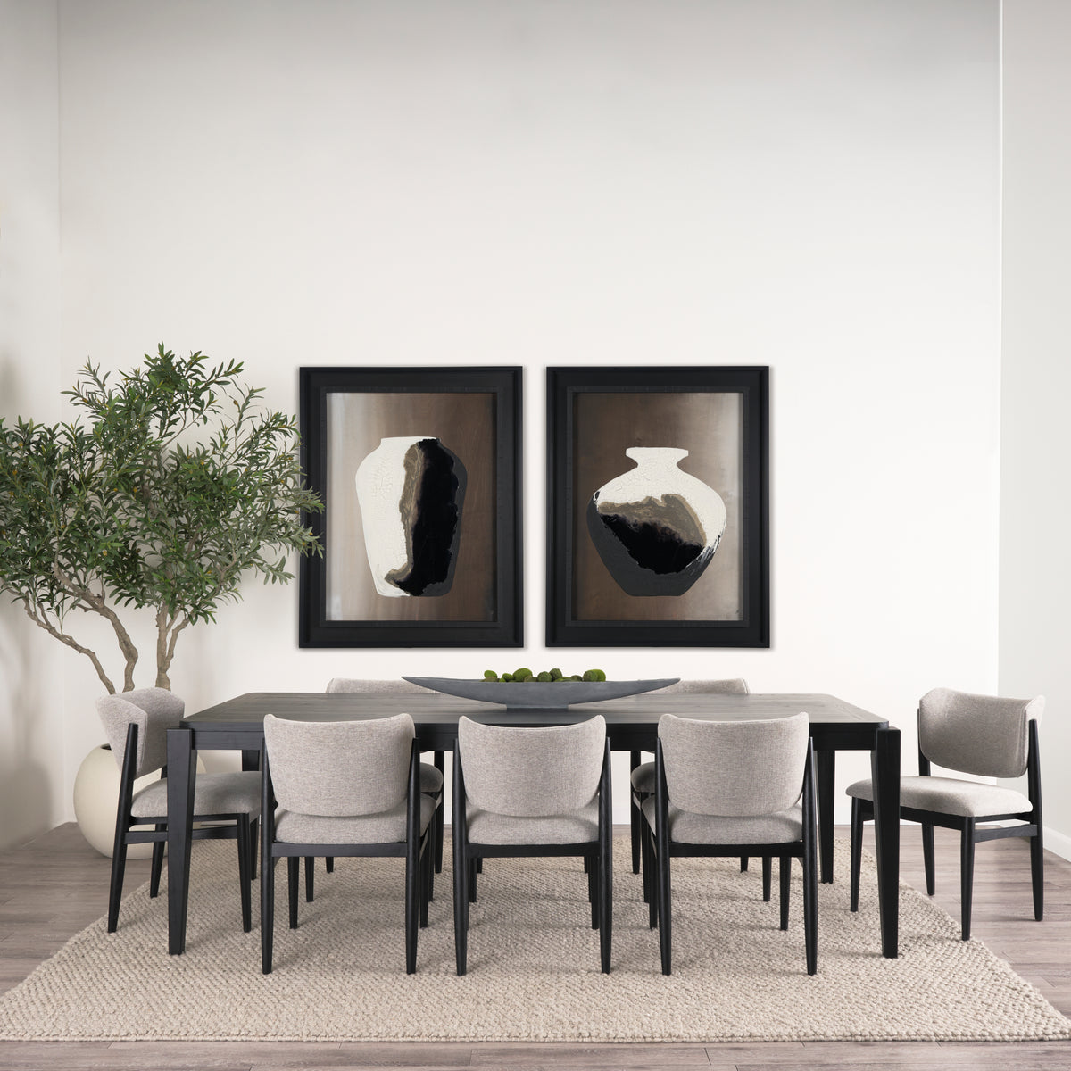 Mercana Teva 92"L x 39"W Rectangular Dining Table | Modern | Black Wood | Seats 8