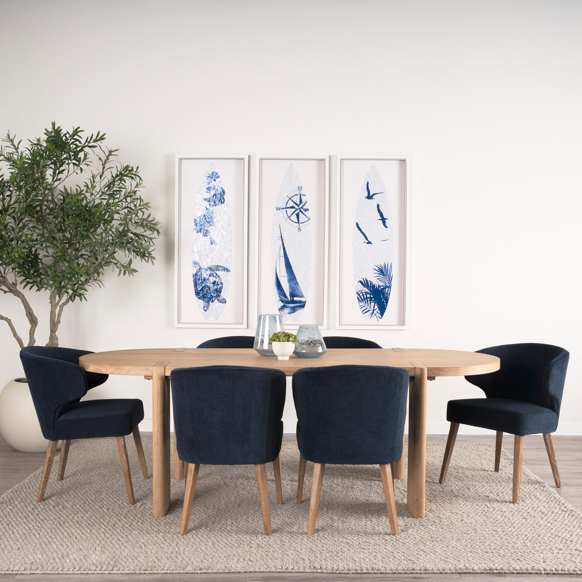 Mercana Sohan 91"L x 38"W Oval Dining Table | Light Brown Wood | Seats 8