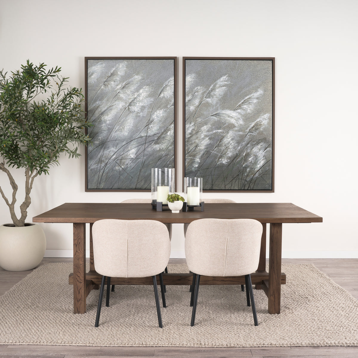 Mercana Suke 84"L x 42"W Rectangular Trestle Dining Table | Med Brown Wood | Seats 8
