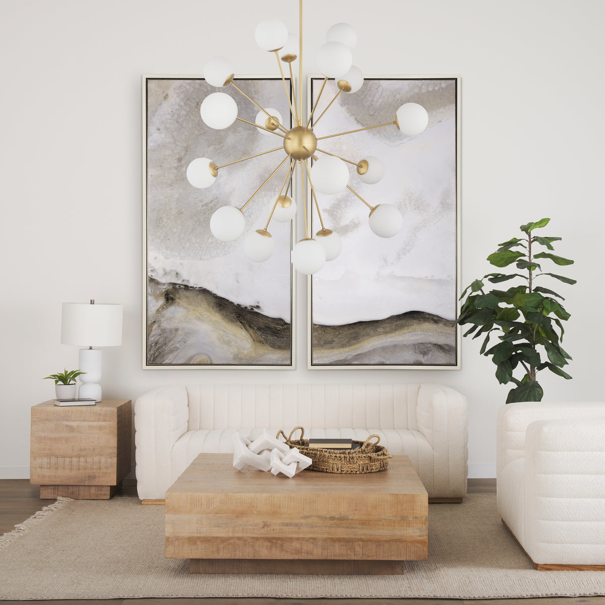 Mercana Barbara Brushed Gold Metal w/ Frosted Glass Globes 18-Light Chandelier