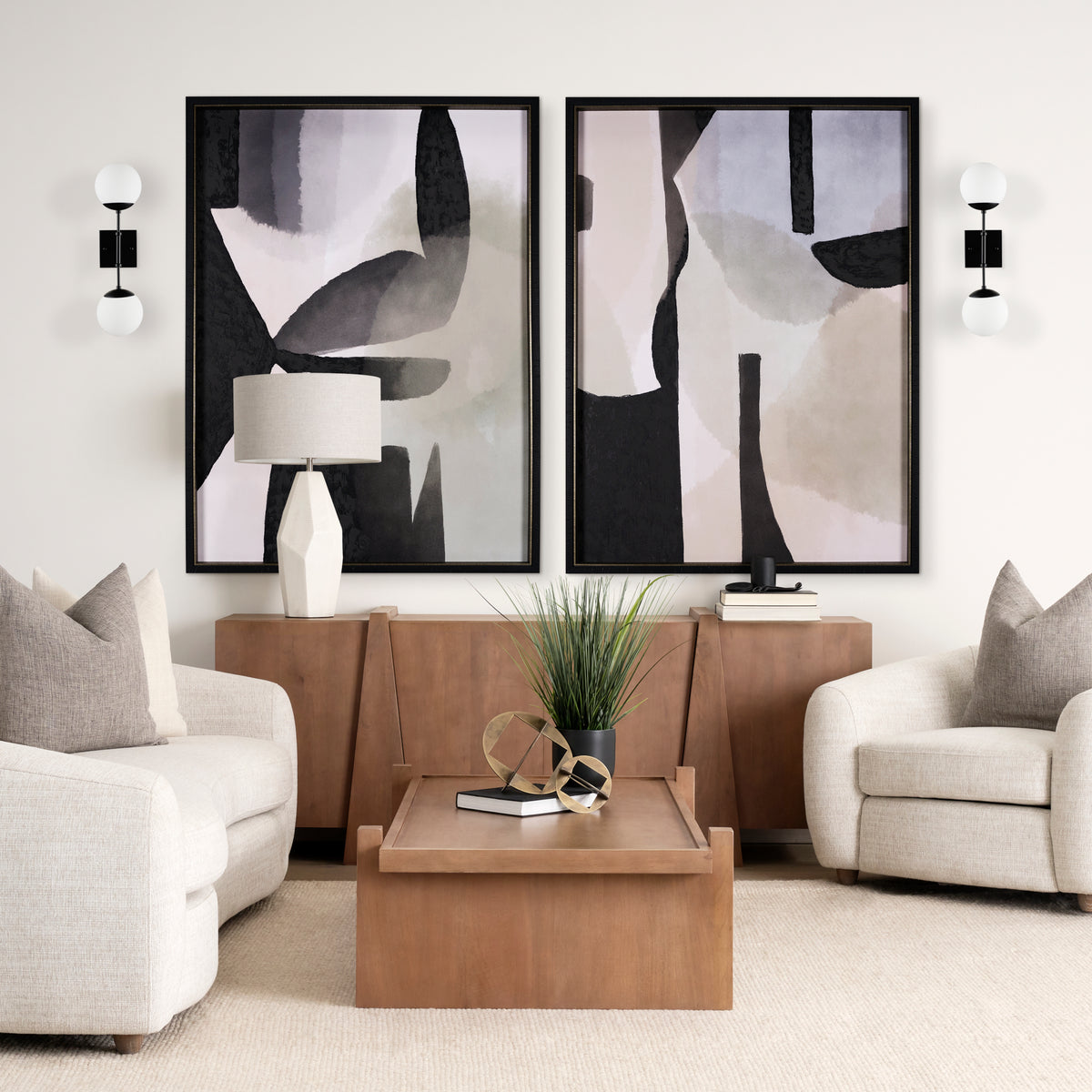 Mercana Edie Matte Black Metal w/ Frosted Glass Globes 2-Light Wall Sconce