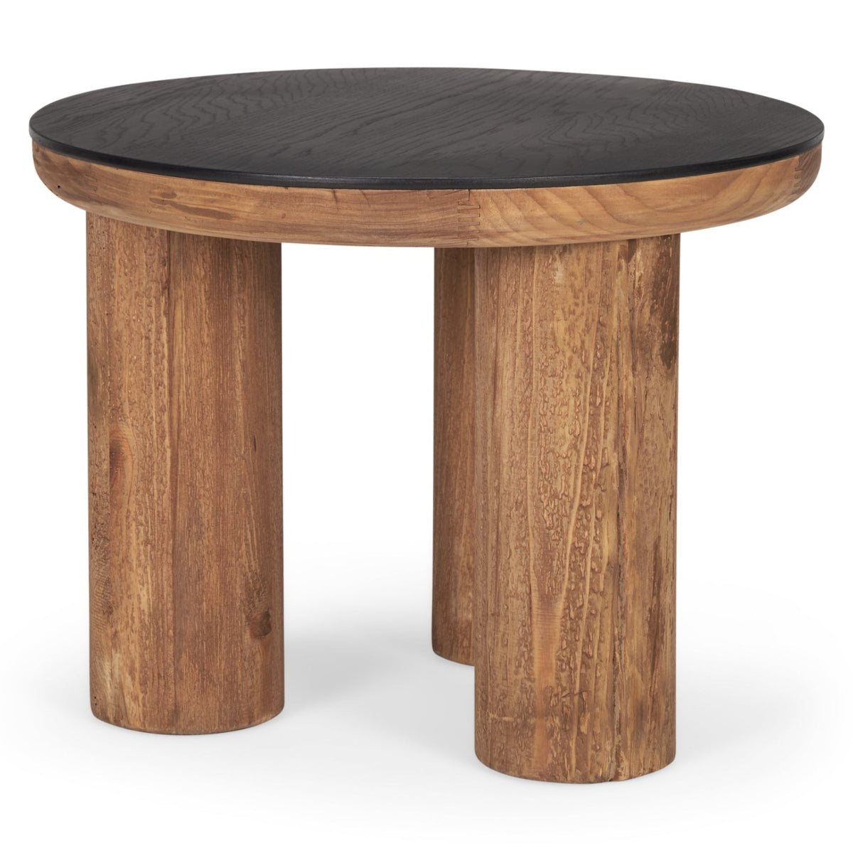 Mercana Tucson Natural Wood w/Round Black Oak Top Side Table Set of 2, primary product view