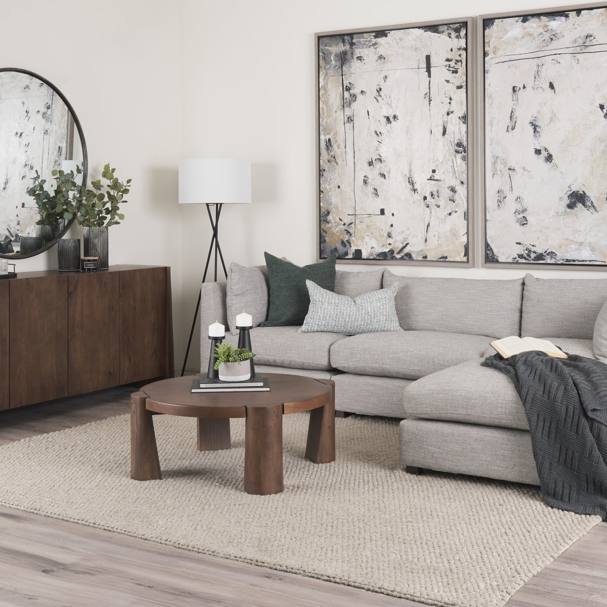 Mercana Tammar Round Wood w/ Tapered Legs Coffee Table