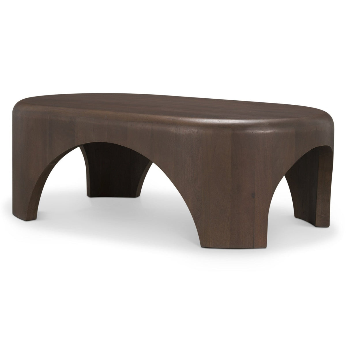 Mercana Shima Oval Dark Brown Wood w/Arched Legs Coffee Table, primary product view