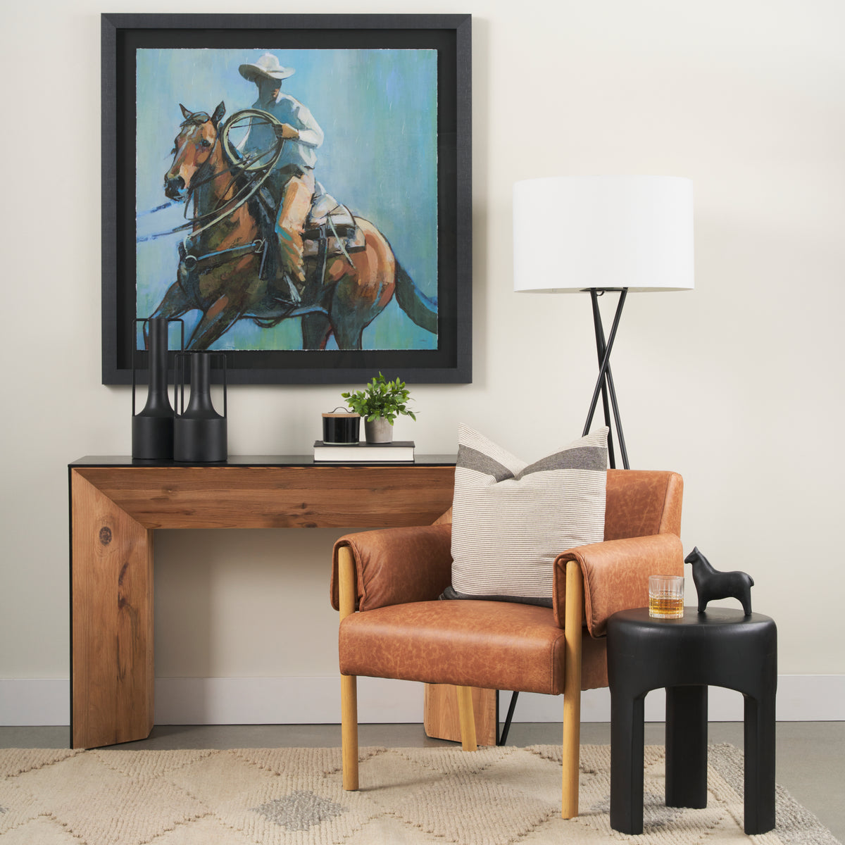 Mercana Ashton Brown Vegan Leather w/ Light Wood Accent Chair