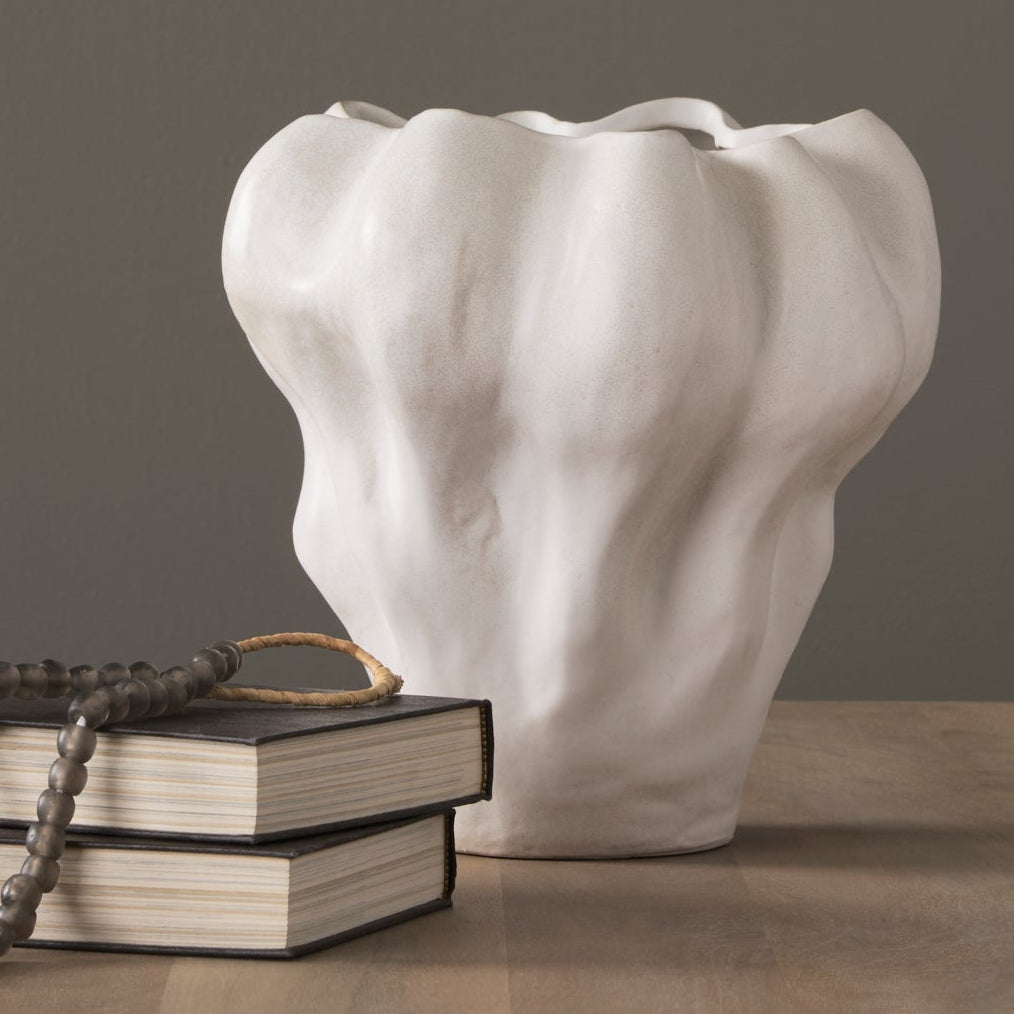 Mercana Vanna Sculptural Cream Glazed Ceramic Vase, primary product view