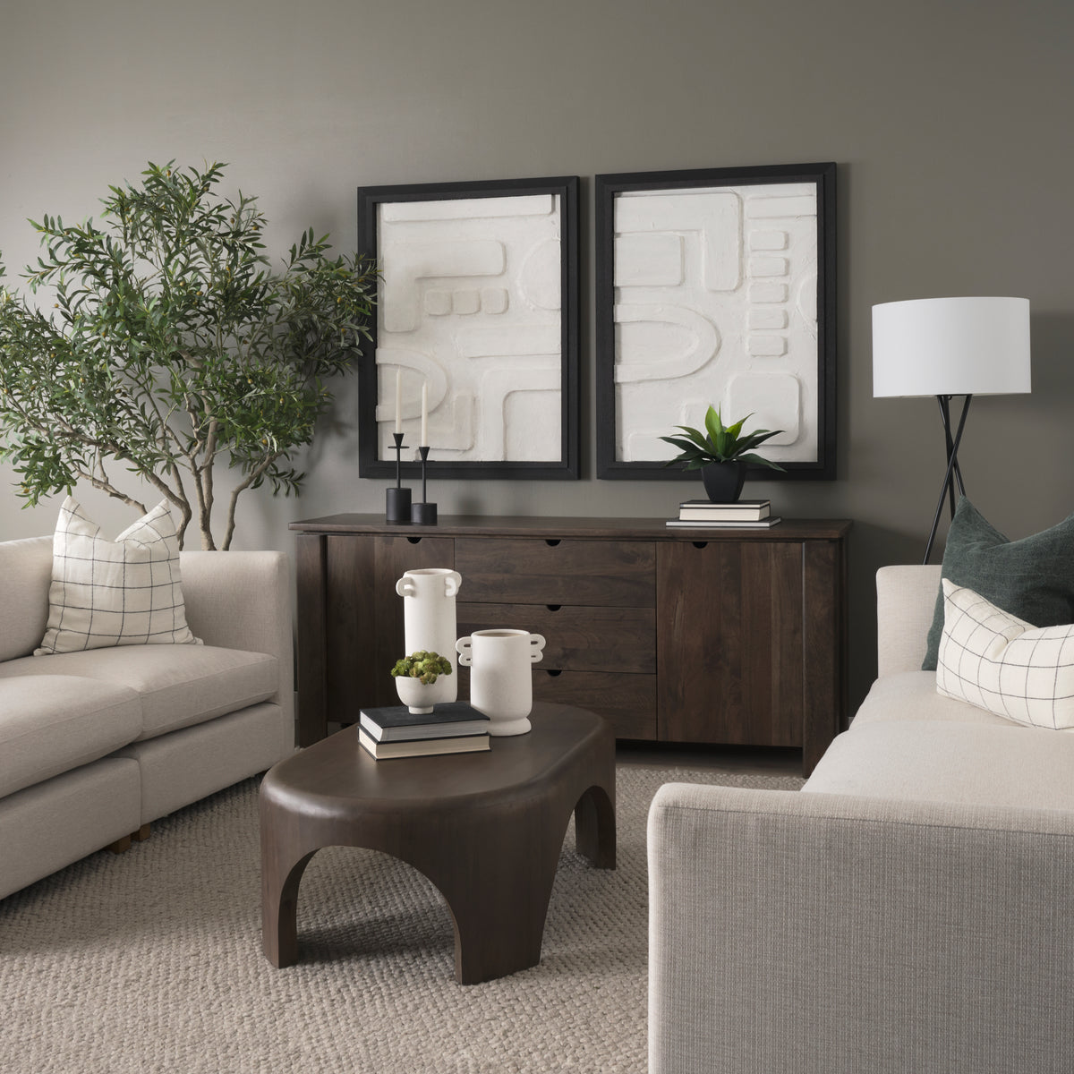 Mercana Shima Oval Dark Brown Wood w/ Arched Legs Coffee Table
