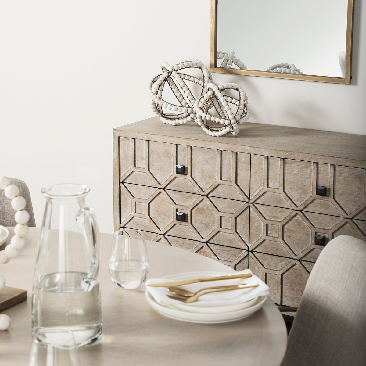 Mercana Genevieve II Light Brown Fir Veneer 9 Drawer Sideboard
