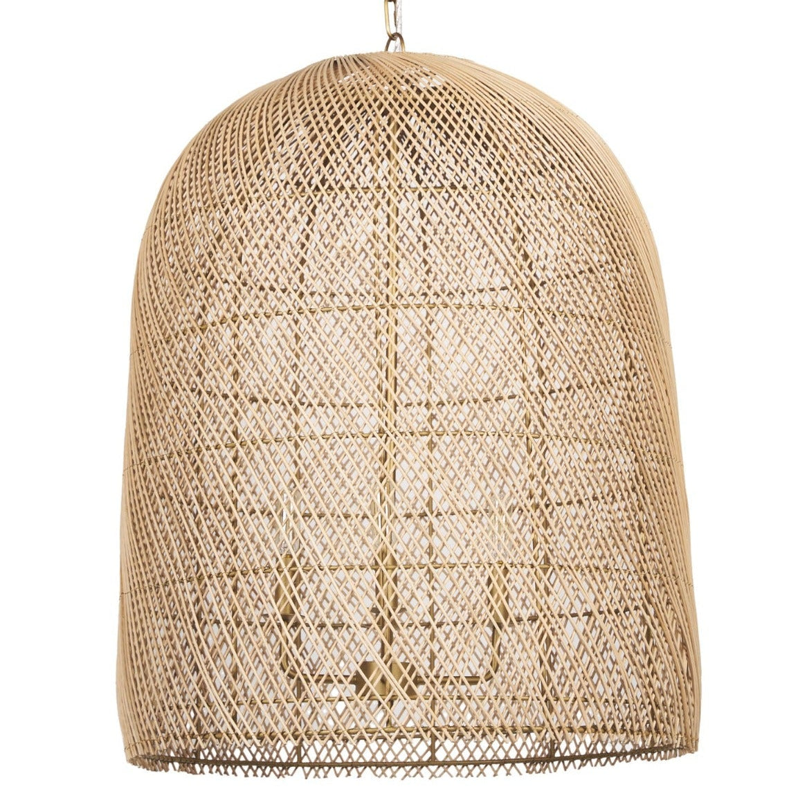 Mercana Thad 4-Light Natural Woven Rattan Foyer Chandelier in Gold, primary product view