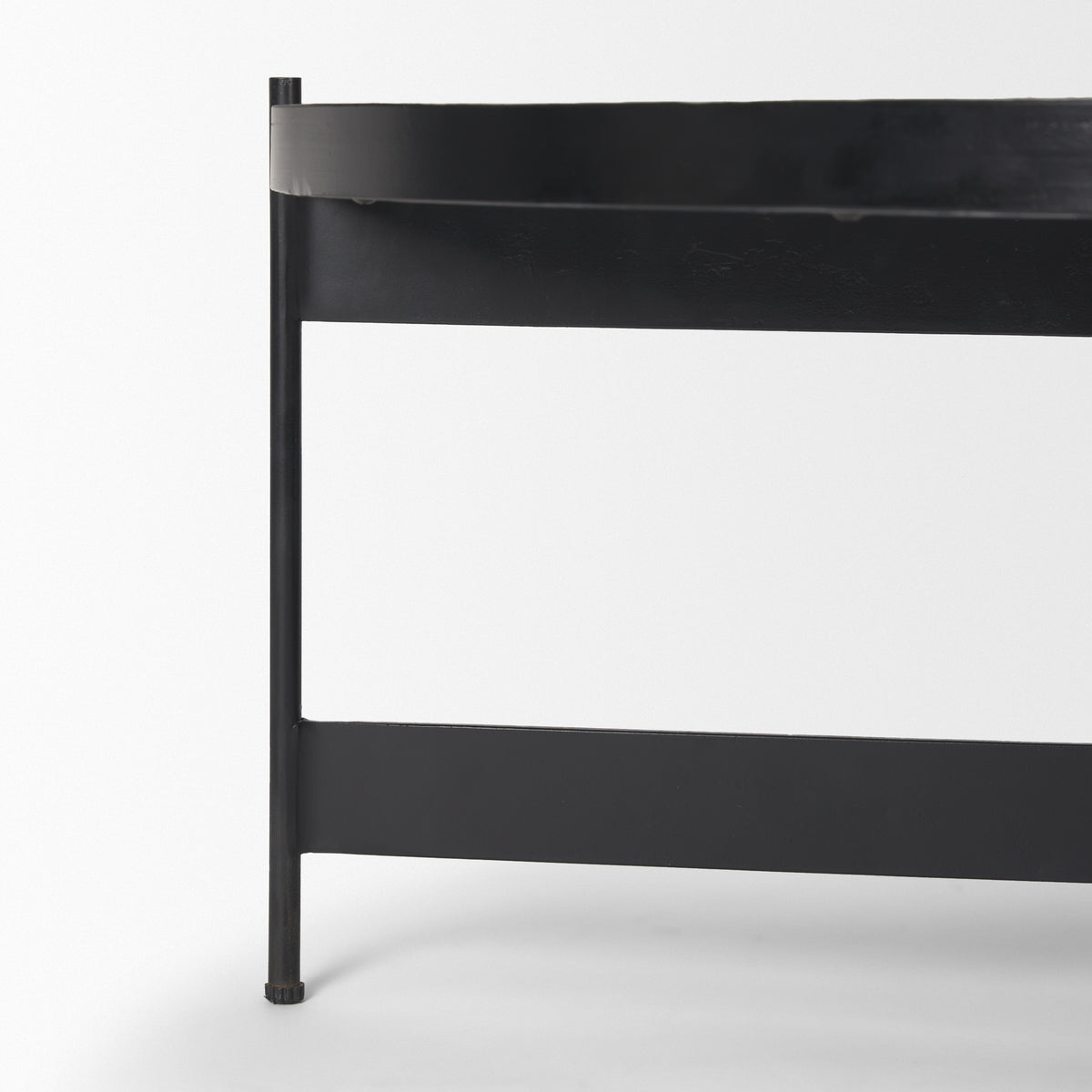 Mercana Wade Travertine Marble w/ Matte Black Metal Coffee Tables