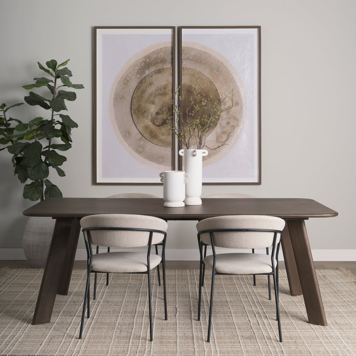 Mercana Welborn 72"L x 40"W Rectangular Dining Table | Modern | Dark Brown Wood | Seats 6