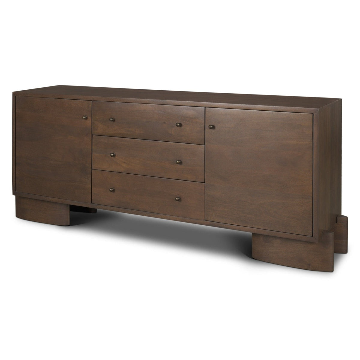 Mercana Jonan Dark Brown Wood w/Dark Aged Brass 2 Door/3 Drawer Sideboard, primary product view